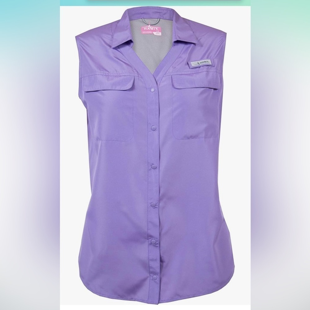 Sleeveless Button-Front Shirt in Lavender by Haggar